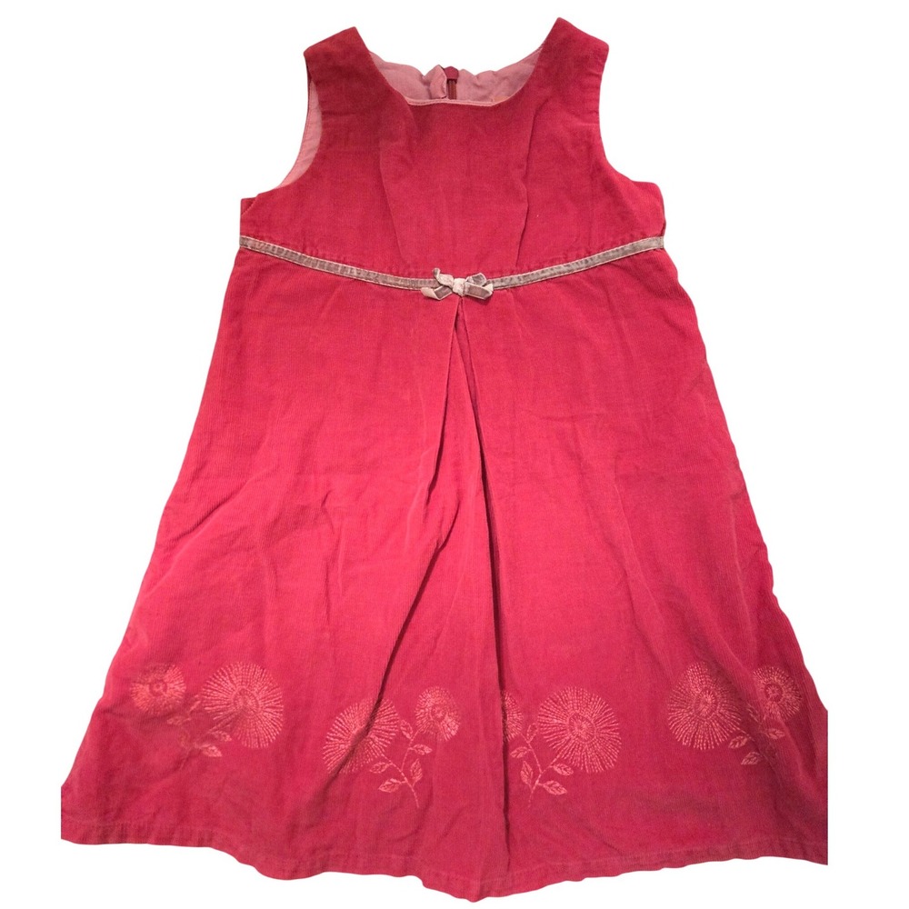 John Lewis Kids Pink Corduroy Floral Embroidered Pinafore‎ Dress Size 2-3 Years